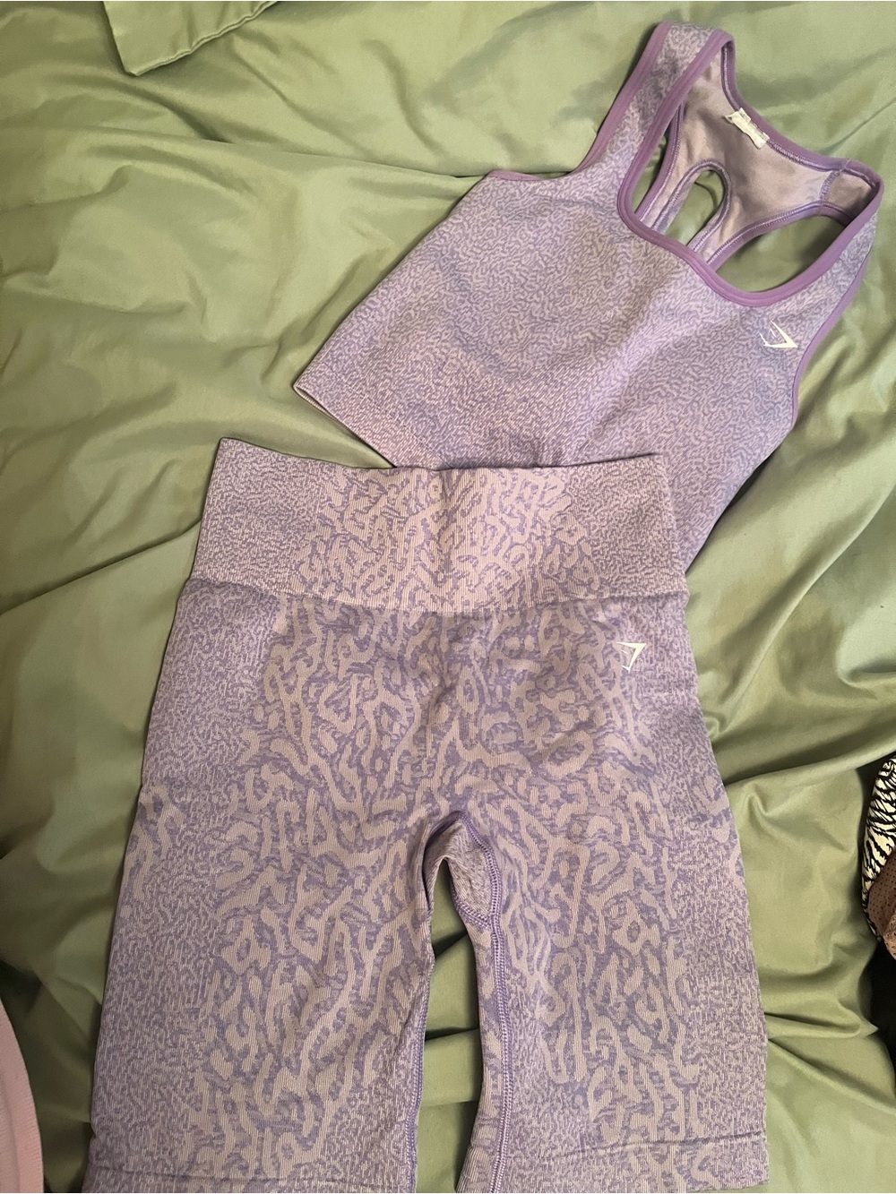Gymshark Lavender Seamless High-Waist Biker Shorts & Sports Bra Set